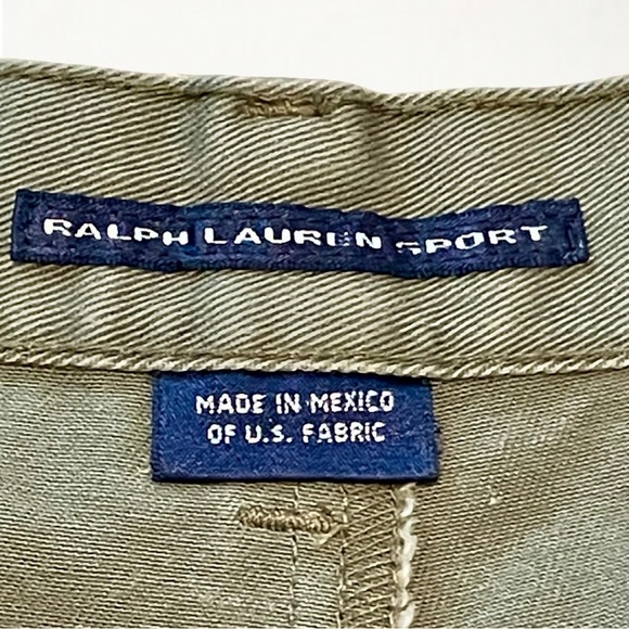 Vintage 1990s 90s Ralph Lauren Sport Cotton High-Waisted Chino Short Olive Green - Picture 7 of 12